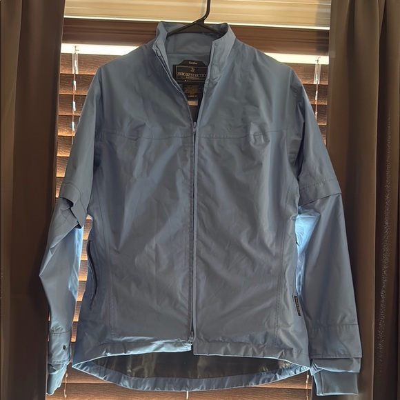 zero restriction Jackets & Blazers - Blue Windbreaker with Stand-Up Collar and Full-Length Zipper